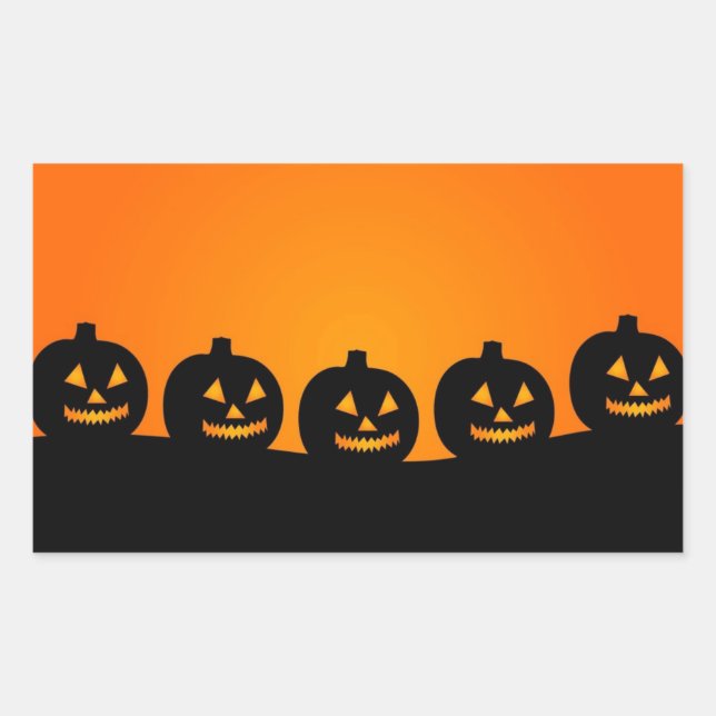 Happy Pumpkin Face Rectangle Stickers (Front)