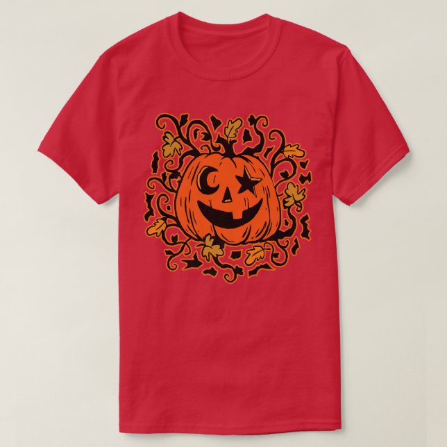 Happy Pumpkin in the Field Harvest Design for Kids T-Shirt (Design Front)
