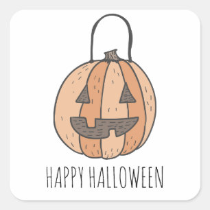 Happy Pumpkin Jack O Lantern Halloween   Square Sticker