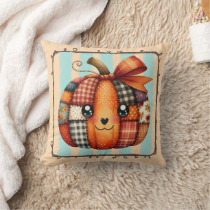 Happy Pumpkin Patchwork Quilt Autumn – Cosy Season Cushion