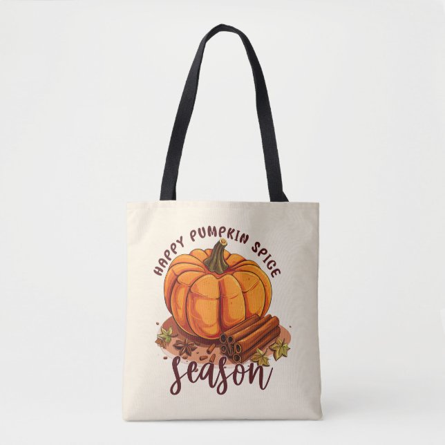Happy Pumpkin Spice Season – Cosy Autumn Vibes Tote Bag (Front)