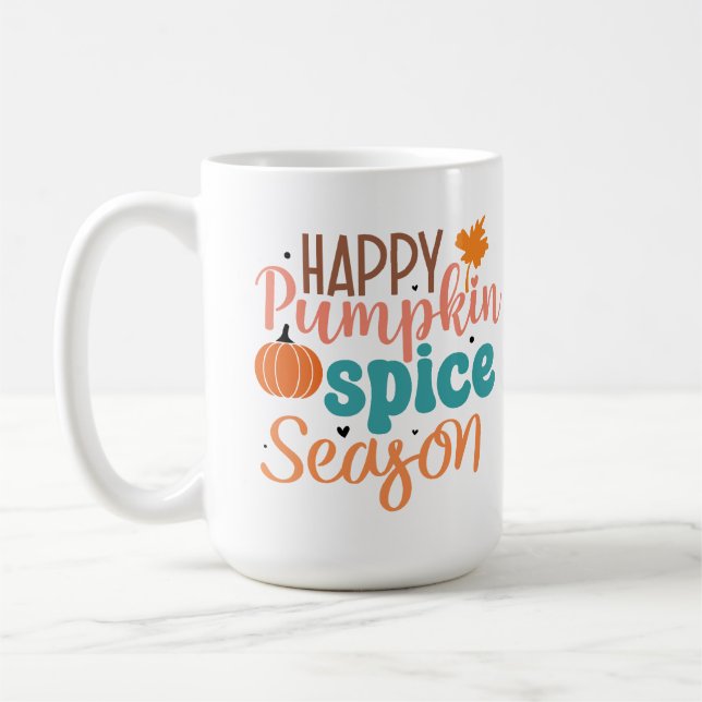 Happy Pumpkin Spice Season Fall Typography Coffee Mug (Left)