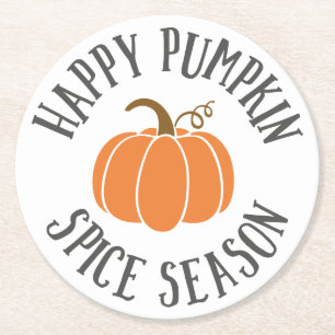 Happy Pumpkin Spice Season Round Paper Coaster