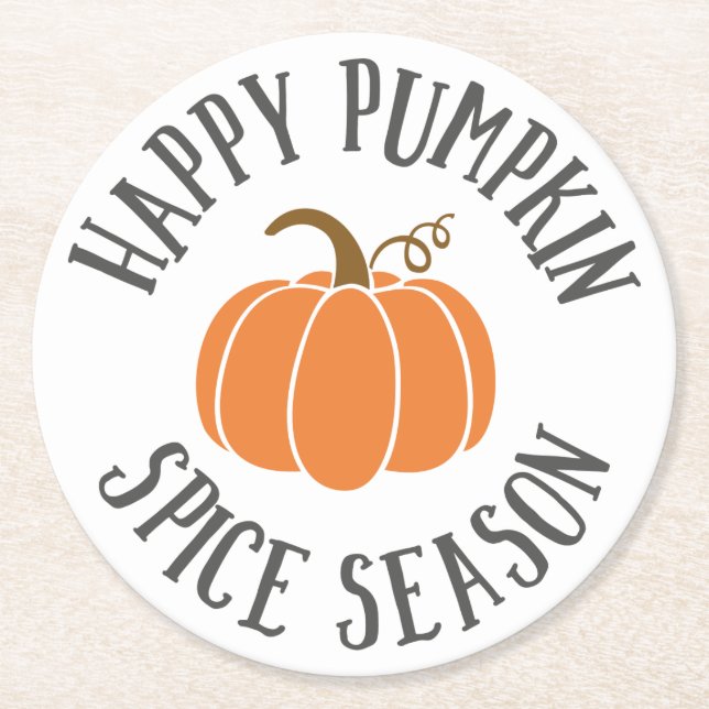 Happy Pumpkin Spice Season Round Paper Coaster (Front)