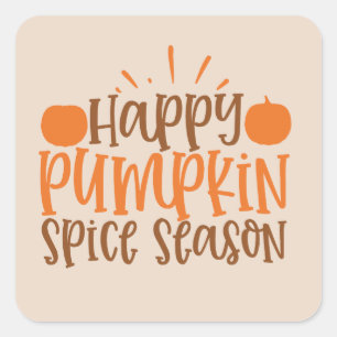 Happy pumpkin spice word art Seasonal Square Sticker