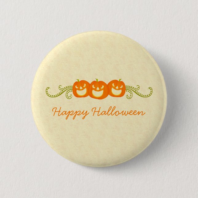 Happy Pumpkin Swirls Halloween Button (Front)