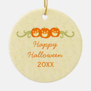 Happy Pumpkin Swirls Halloween Ornament