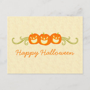 Happy Pumpkin Swirls Halloween Postcard