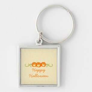Happy Pumpkin Swirls Halloween Premium Keychain