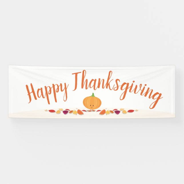 Happy Pumpkin Thanksgiving Banner (Horizontal)