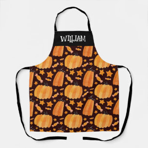 Happy Pumpkins Black Kitchen Apron