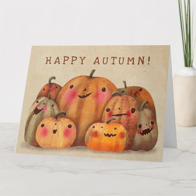 Happy Pumpkins  - Cute Halloween Card (Front)