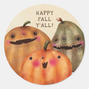 Happy Pumpkins  - Cute Halloween Classic Round Sticker