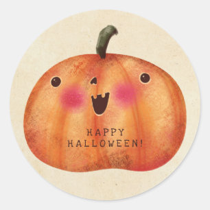 Happy Pumpkins - Cute Halloween Classic Round Sticker