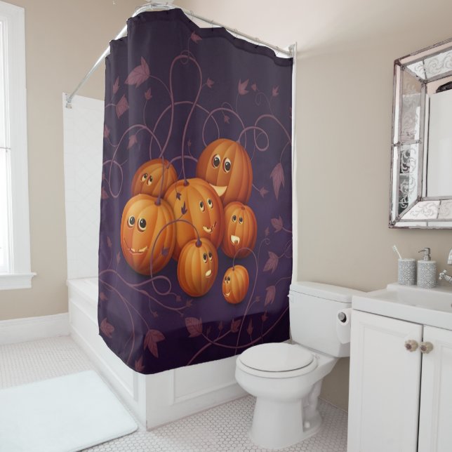 Happy Pumpkins Shower Curtain (In Situ)