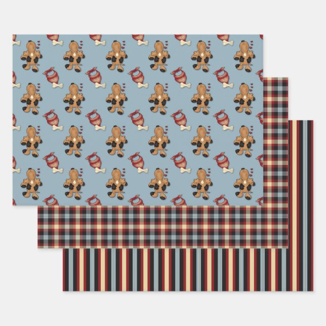 Happy Pup Doggie Love Wrapping Paper  (Set)