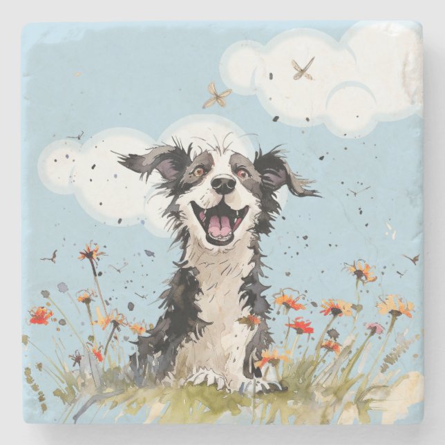 Happy Pup Stone Coaster (Front)