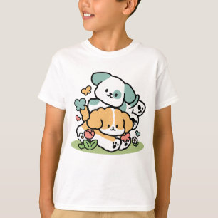 Happy Puppies Rolling Into May – Kawaii Dog Art T-Shirt
