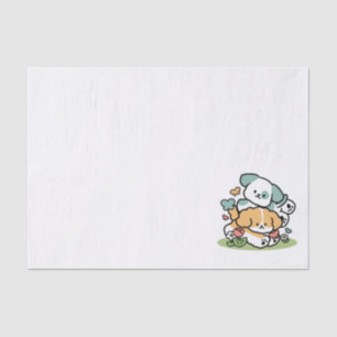 Happy Puppies Rolling Into May – Kawaii Dog Art Tissue Paper