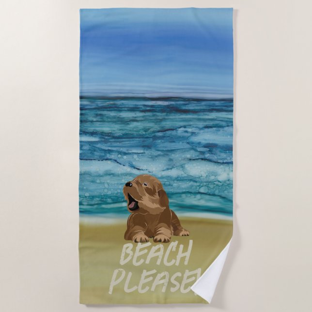 Happy Puppy Beach Towel (Front)