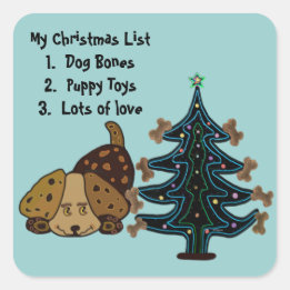 Happy Puppy Christmas Square Sticker