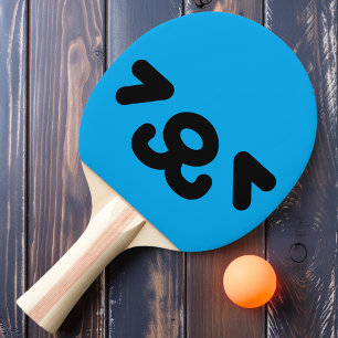 Happy Puppy Face Blue Ping Pong Paddle