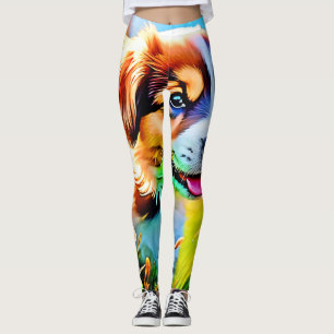 Happy Puppy Meadow Design Leggings