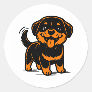 Happy Puppy Rottweiler Dog Classic Round Sticker