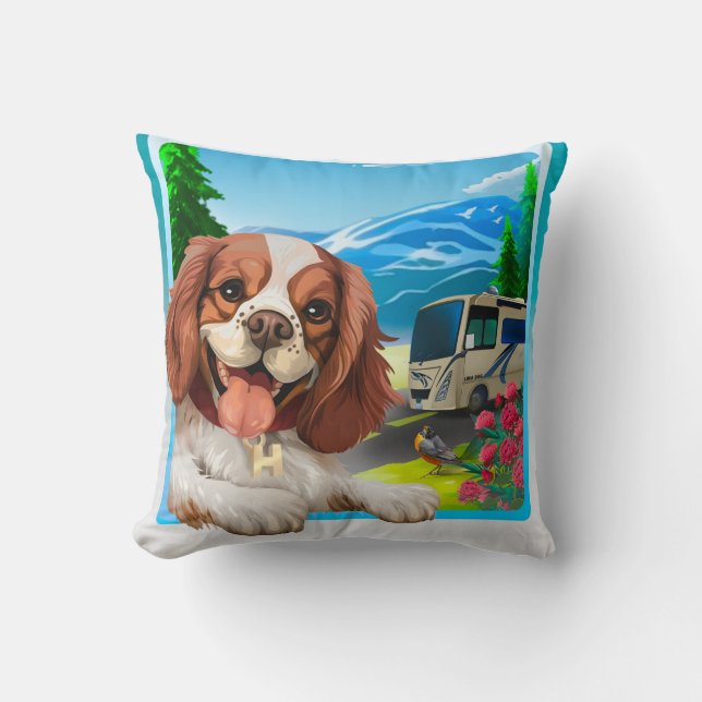 Happy Puppy Throw Pillow (Front)