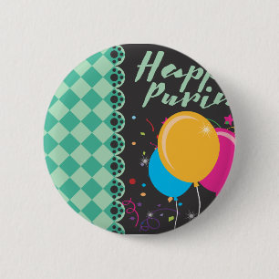 happy purim 6 cm round badge