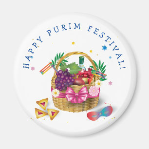 Happy Purim Basket Gifts, Decoration, Ornaments Magnet