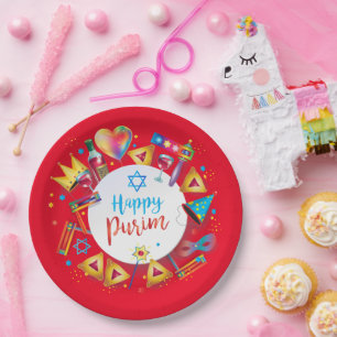 Happy Purim Basket Gifts, Decoration, Ornaments Paper Plate