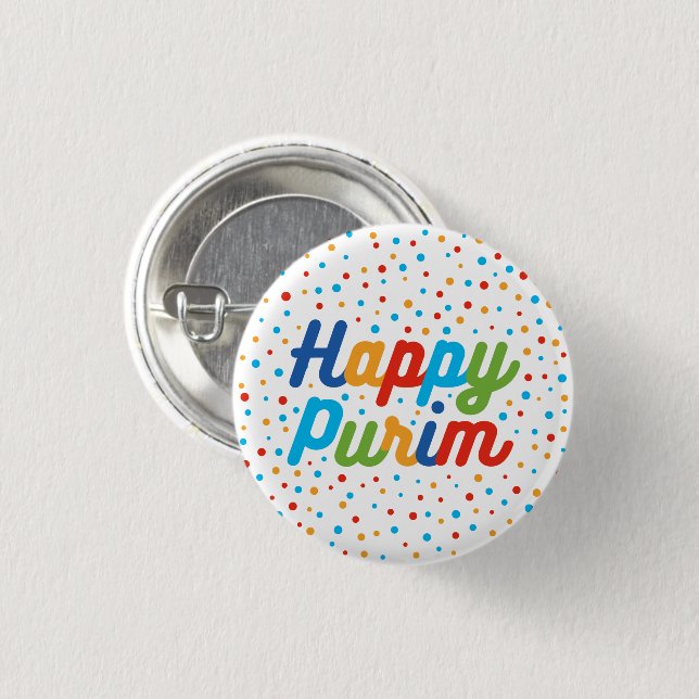 Happy Purim button (Front & Back)