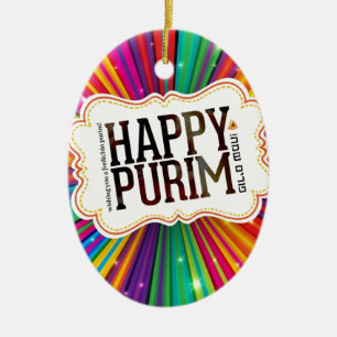 happy purim ceramic tree decoration