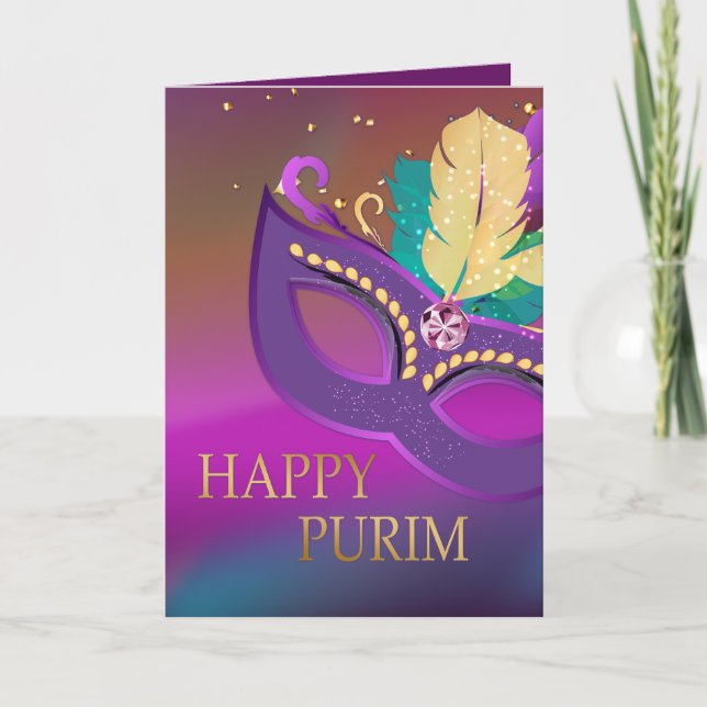 Happy Purim - Chag Purim Jewish Holiday Card (Front)