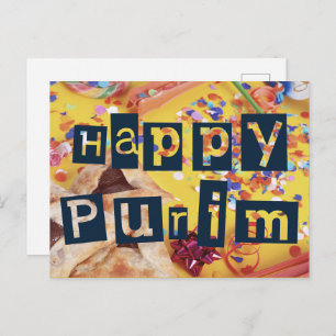 Happy Purim Colourful Jewish Holiday Postcard
