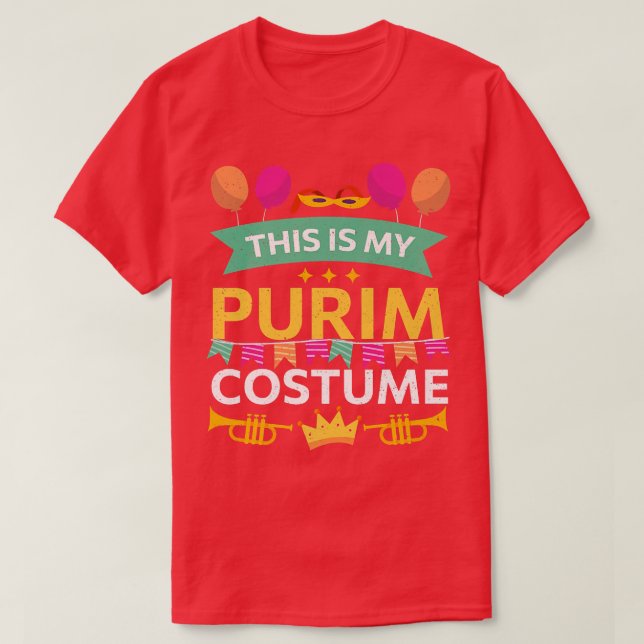 Happy Purim Costume Idea Cute Mask Hebrew Jewish H T-Shirt (Design Front)