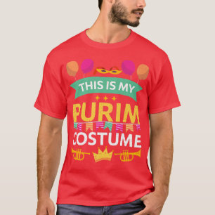 Happy Purim Costume Idea Cute Mask Hebrew Jewish H T-Shirt