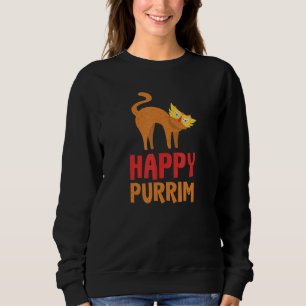 Happy Purim Costume Idea Funny Cat Hebrew Jewish H Sweatshirt