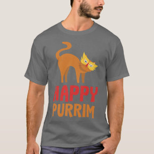 Happy Purim Costume Idea Funny Cat Hebrew Jewish H T-Shirt