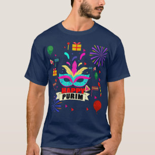 Happy Purim Day Jewish Holiday Adult Mardi Gras Te T-Shirt