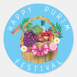 Happy Purim Festival Funny Clown Kids Party Classic Round Sticker
