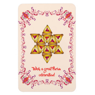 Happy Purim Festival Hamantaschen cookies Vintage Magnet