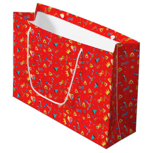 Happy Purim Festival Kids Party Gifts Red Pattern Large Gift Bag