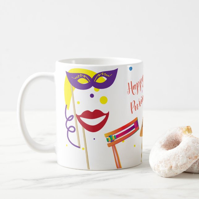 Happy Purim Festival Kids Party Holiday Coffee Mug (With Donut)