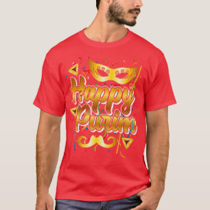 Happy Purim Festival Mask Moustache  T-Shirt
