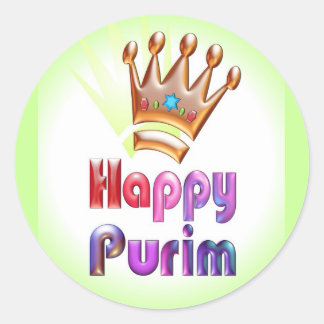 Happy Purim fun sticker Crown with Star of David