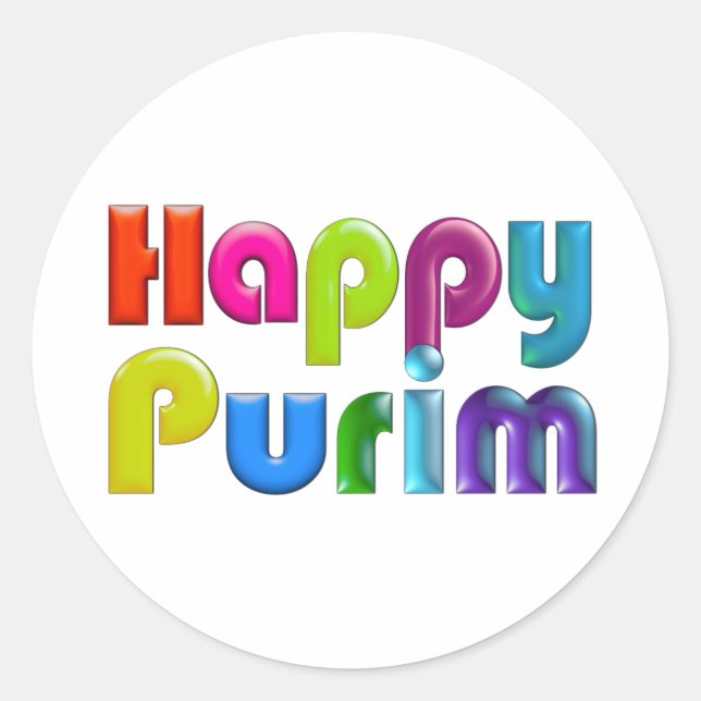 HAPPY PURIM funky Greeting Card Classic Round Sticker (Front)