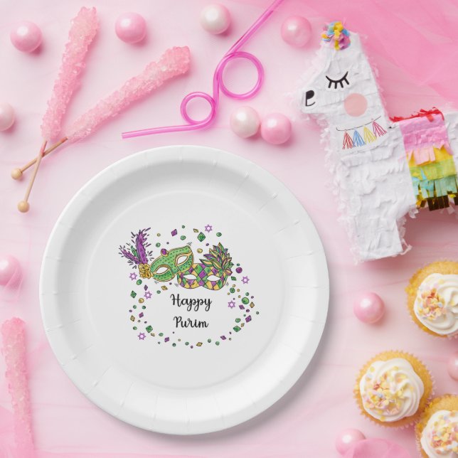 Happy Purim Paper Plate (Party)