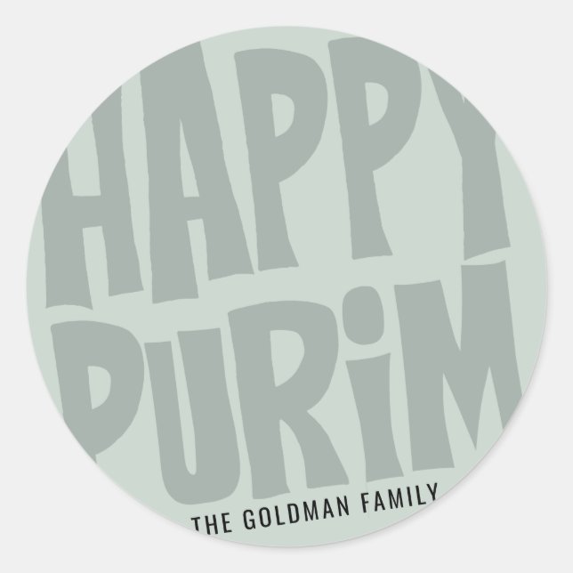 Happy Purim Round Sticker (Front)